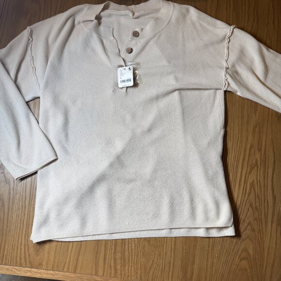 NWT Free People Waffle Knit Hailee sweater lounge Set in Moss Beige – Medium - Picture 3 of 7